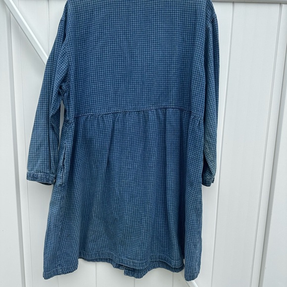 Blue Checkered Denim Button-Up Dress - Picture 10 of 10
